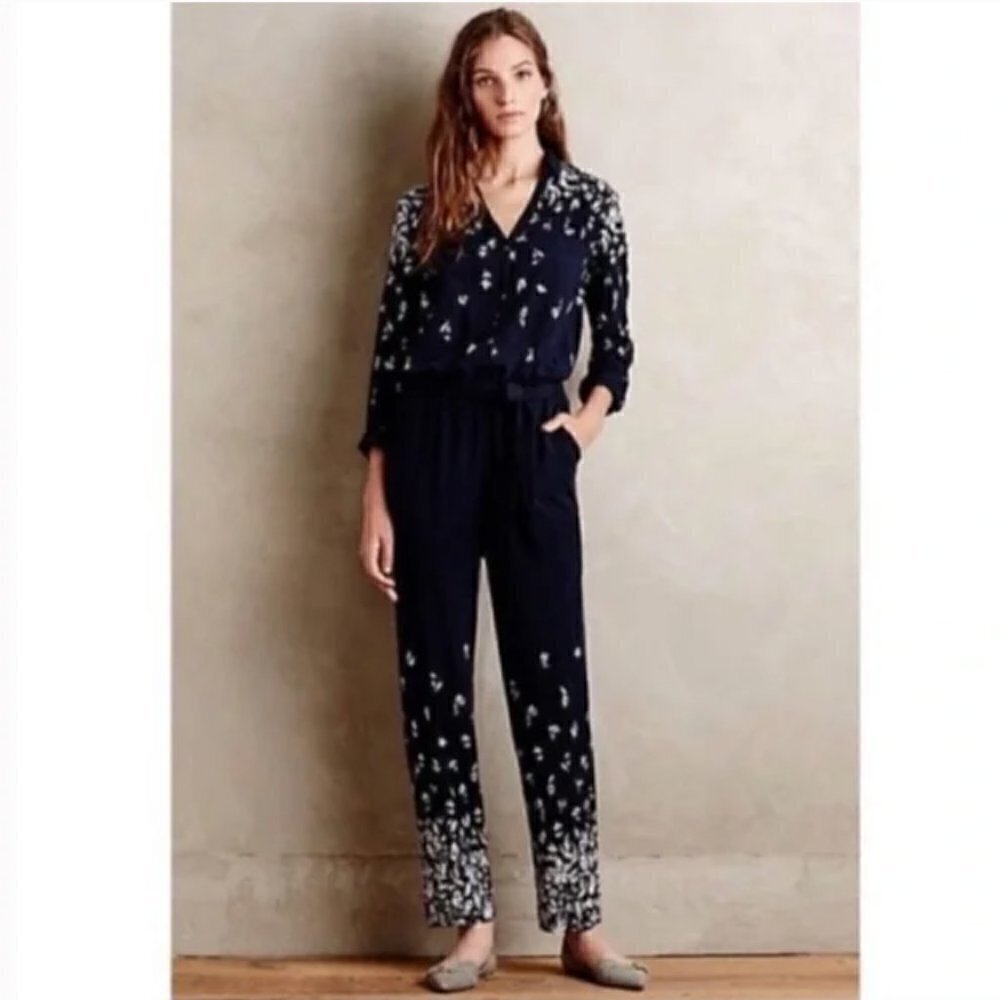 Anthropologie Lilka Navy Blue Lakeshore‎ Jumpsuit XS